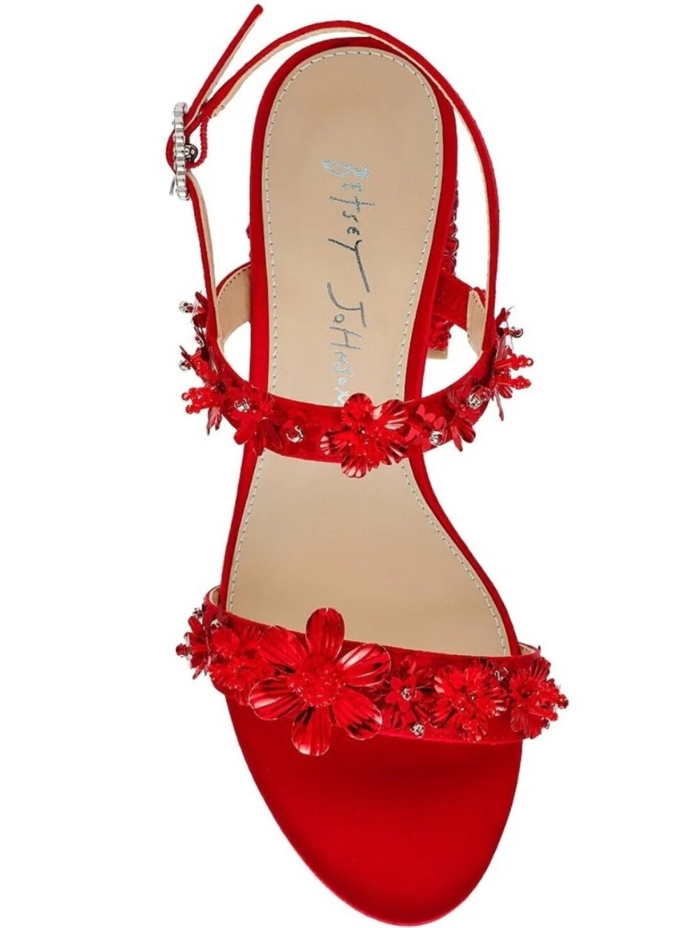 ❤️▪️ Betsey Johnson▪️ the Drue Metallic Rhinestone Embellished Dress Red Heels - Picture 4 of 5